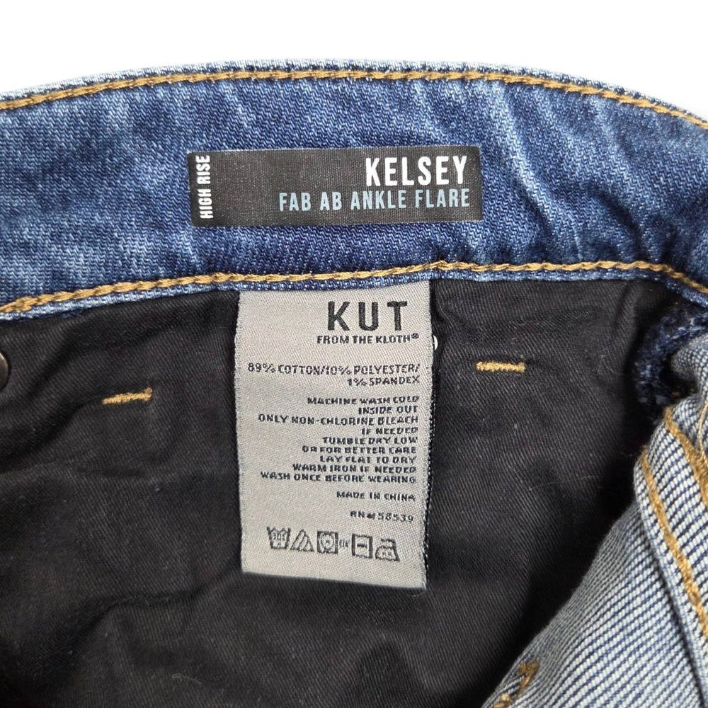 Kut from the Kloth Kelsey Jeans Womens 14 Fab Ab Ankle Flare High Rise Fray Hem - Picture 9 of 10